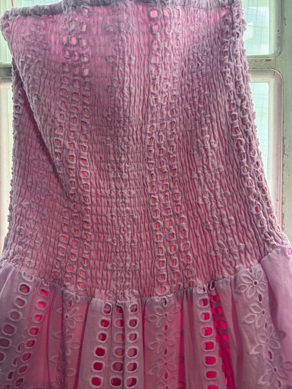 Strut & Bolt Avara Strapless Pink Eyelet Lace Maxi Dress medium wedding party - Picture 3 of 10